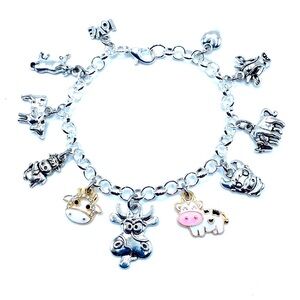 Cow Charm Bracelet Farm Animals Bull